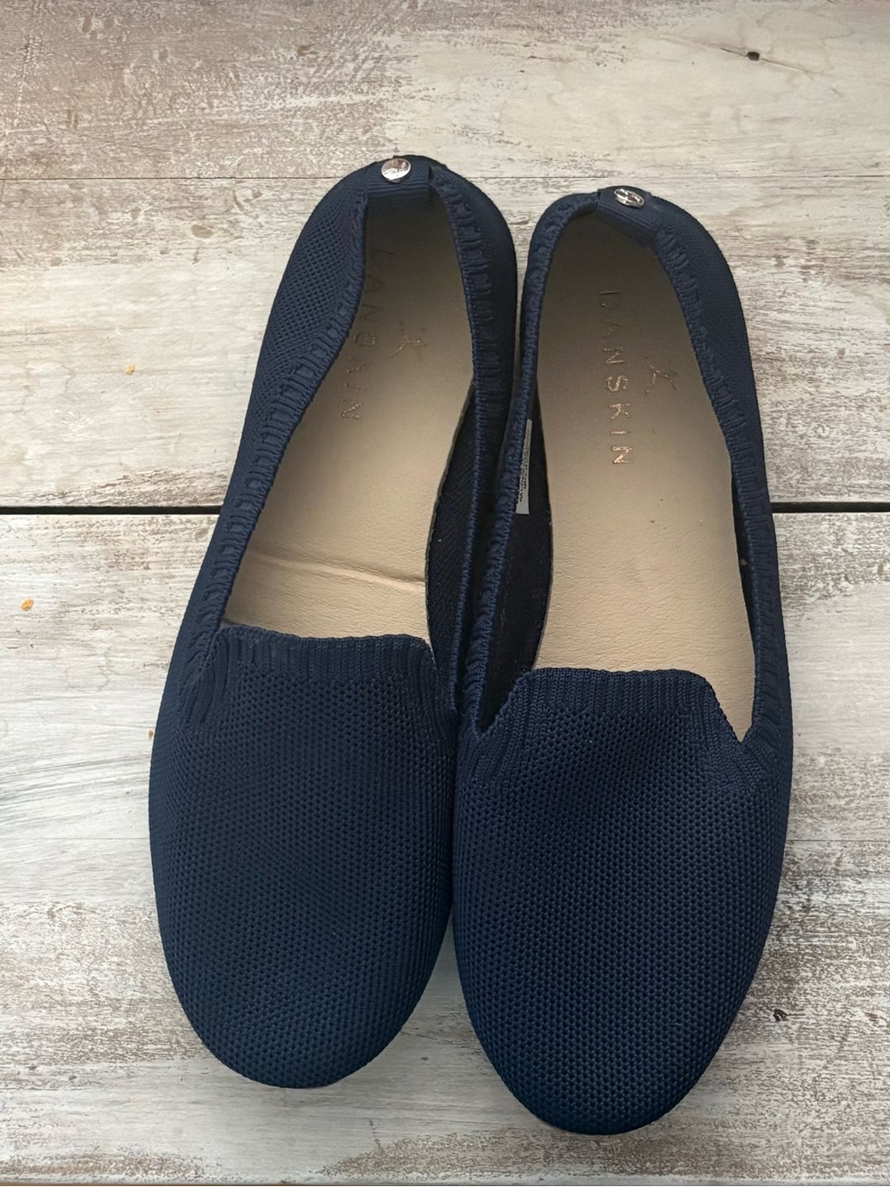 Danskin-Navy Knit Slip-On Loafers for Women